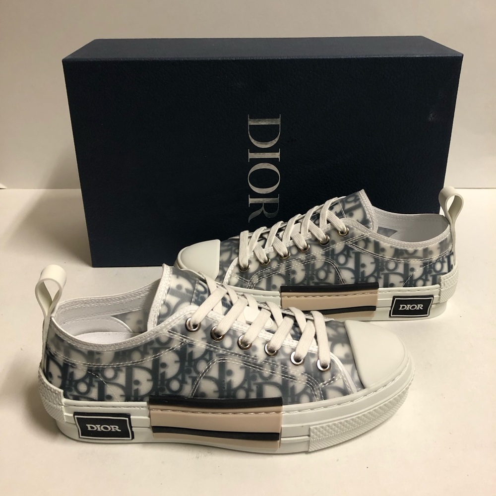 Christian Dior B23 Low Top Oblique Transparent 37 White/ Black Monogram